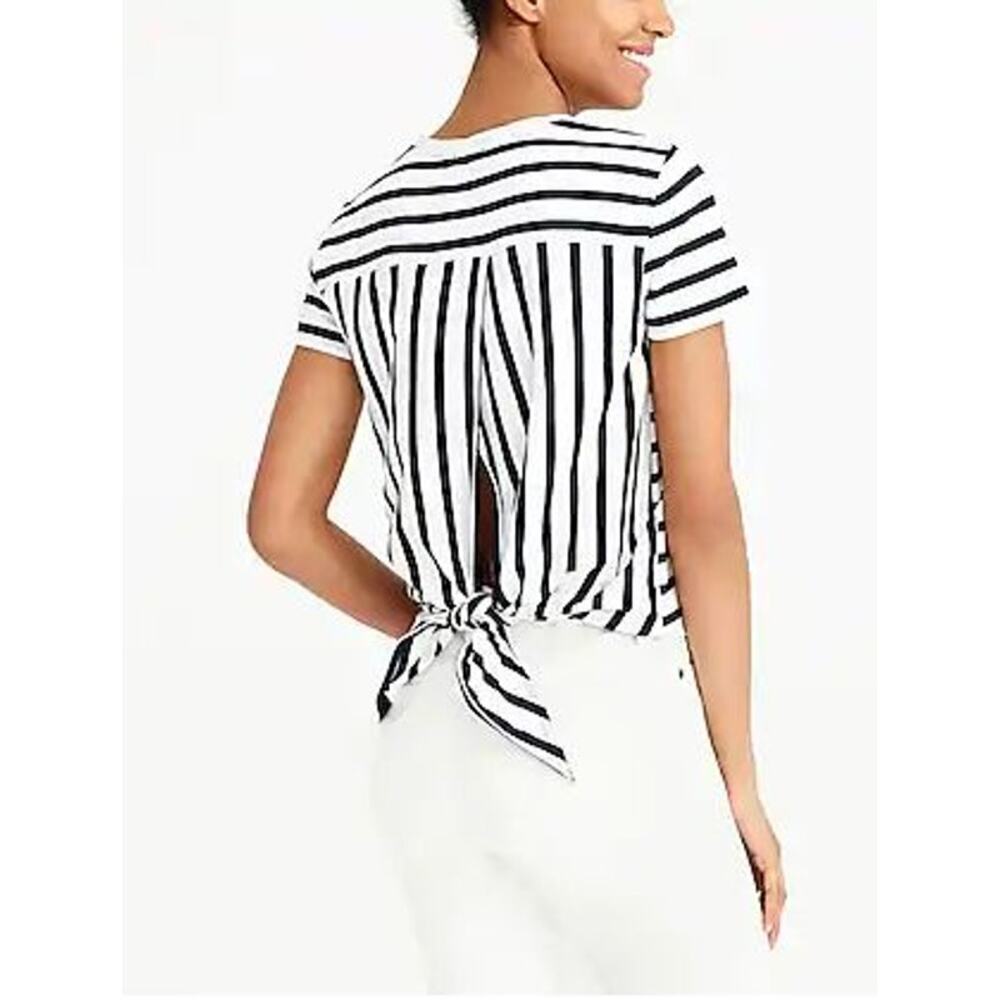 J. Crew Black and White Short Sleeve Striped Tie-Back T-Shirt Size XXS